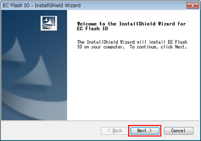 Welcome to the InstallShield Wizard for EC Flash IO