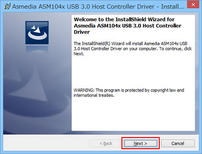 Welcome to the InstallShield Wizard for Asmedia ASM104x USB 3.0 Host Controller Driver
