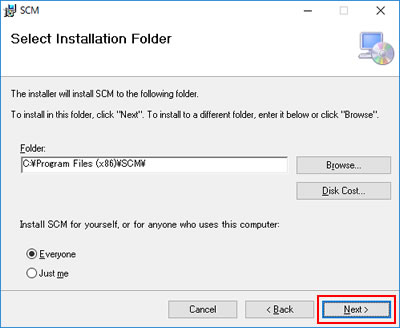 「Select Installation Folder」