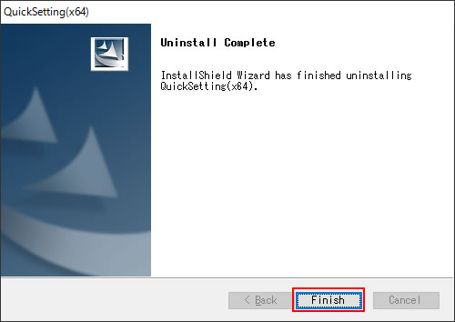 「Uninstall Complete」画面
