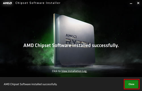 AMD Chipset Software installed successfully.