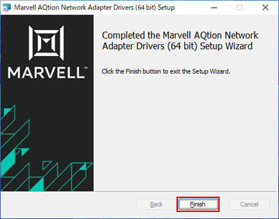 「Completed the Marvell AQtion Network Adapter Drivers(64bit)Setup Wizard」