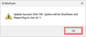 Update Success! Click 'OK'・・・